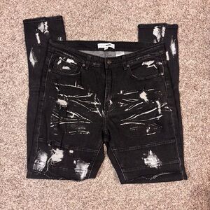 Fashion Nova Black Distressed Skinny Jeans